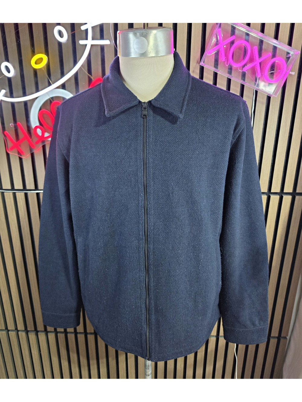 Banana Republic Men's Navy Full Zip Jacket Point Collar Regular Fit Size L
